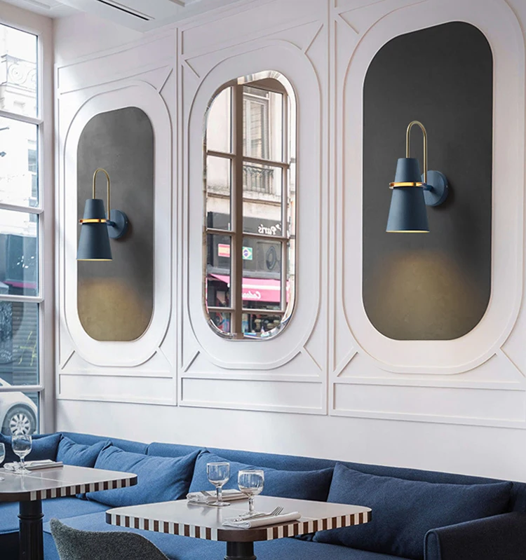 Modern Design Nordic Exterior Luxurious Decorative Bedside Blue Metal Wall Lamp