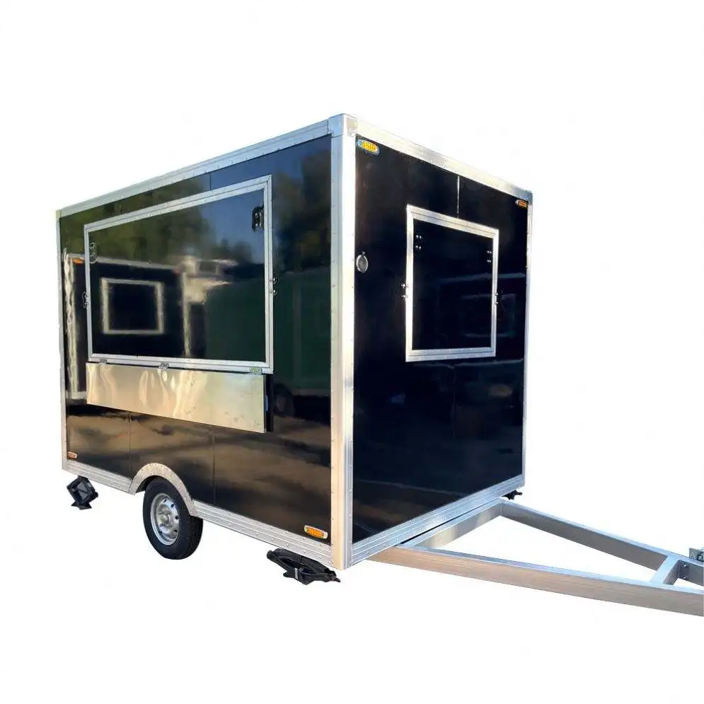 TUNE Black Customized Food Trailer/Coffee Food Truck with Baking Equipment/ Pizza Hamburger Camper Cart