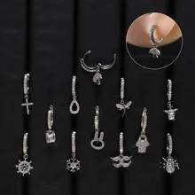 Women's body jewelry Copper set zircon earrings fashion Snowflake palm Diamond-tipped lug buckle Ring pendant puncture jewelry