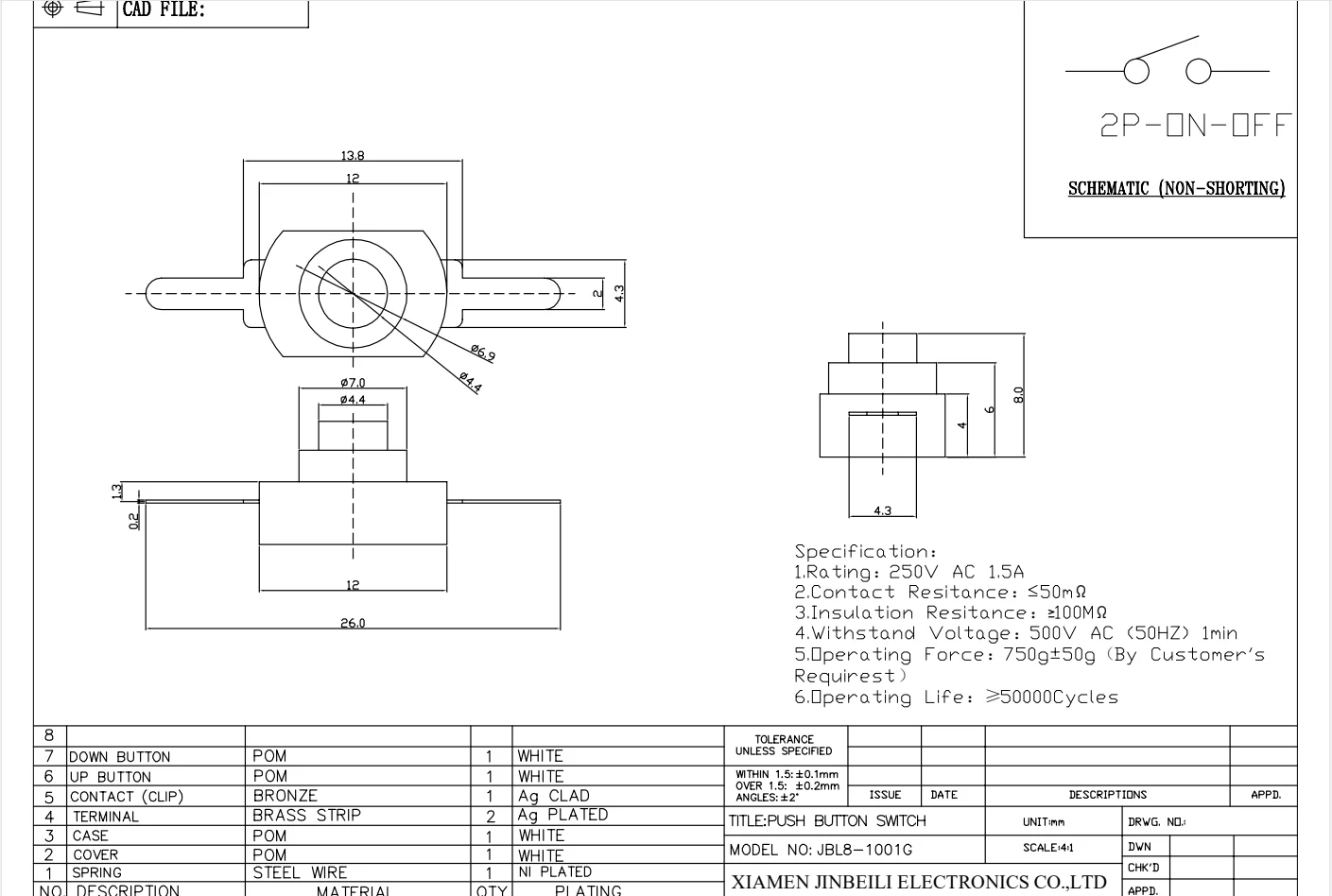 Wholesale Pushbutton Switch Panel Mount through Hole DIP Waterproof ...