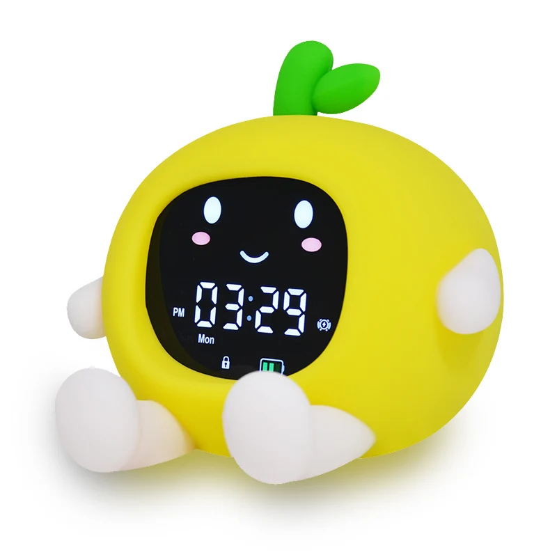 Multi Functional Electronic Expression Night Light USB Rechargeable Charging Kids' Bedside Cartoon Shape Runaway Alarm Clock
