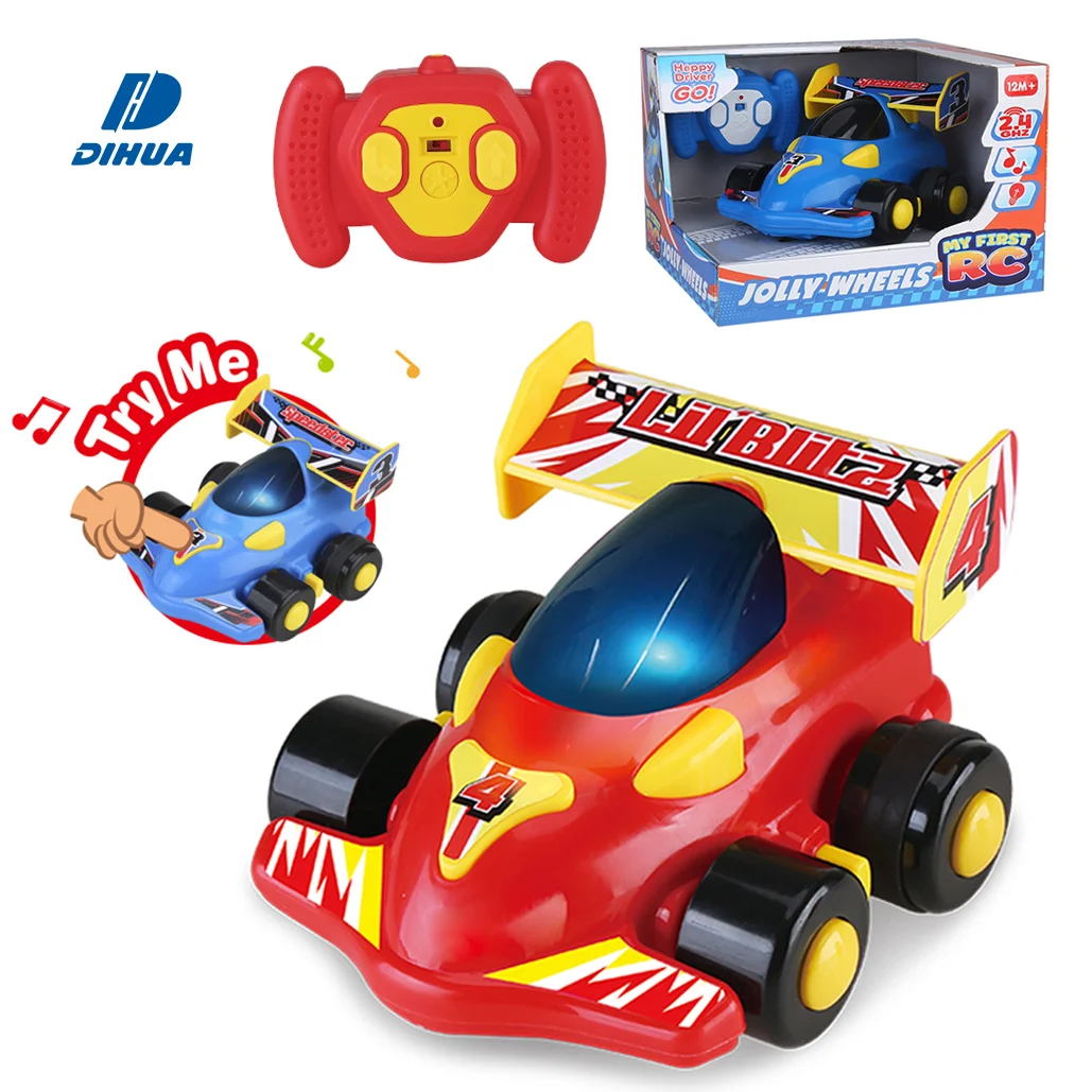Детская радиоуправляемая машина Jolly Wheels на частоте 2,4 ГГц с подсветкой, звуковыми эффектами и мультяшным дизайном для гонок в помещении и на улице