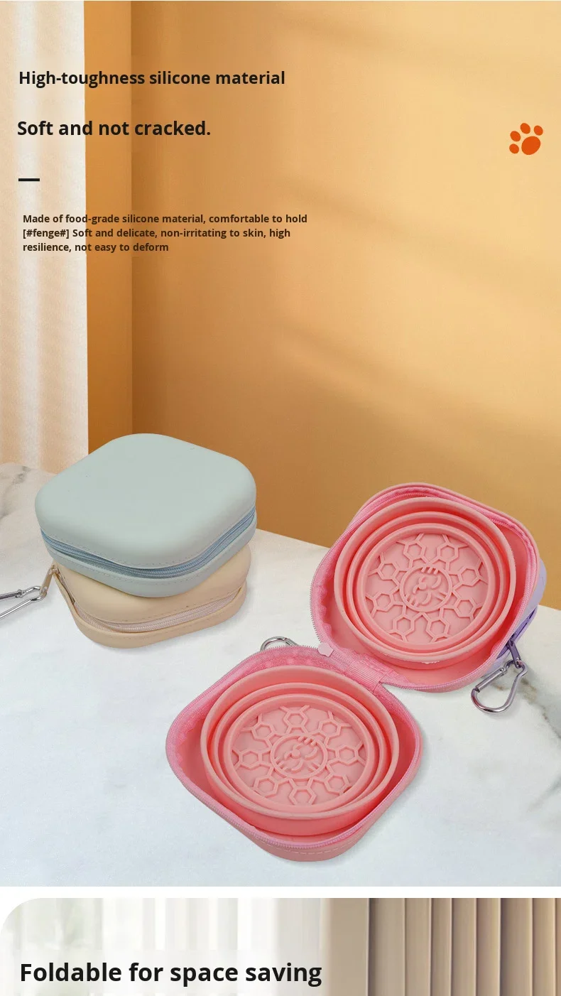 2 in 1 Folding Silicone Pet Bowl with Zipper Closure New Outdoor Carrying Cat and Dog Feeding Bowl supplier