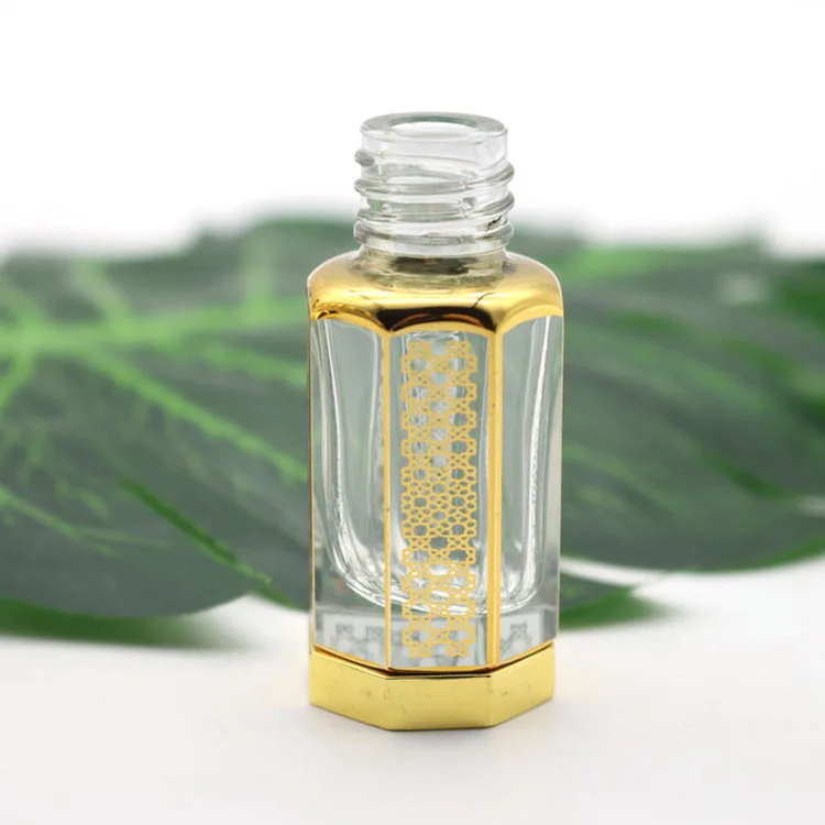 Fancy Custom UV Printing Logo 3ml 6ml 12ml Zinc Alloy Cap Attar Oud Oil Crystal Glass Perfume Bottle for Decorative