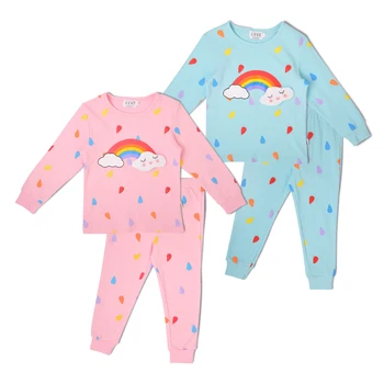 Girls Pj Set 2piece Set Toddler Sleepwear Clothes T Shirt Pants Pajamas Set Cotton Dinosaur Printing Kids Long Sleeve Support