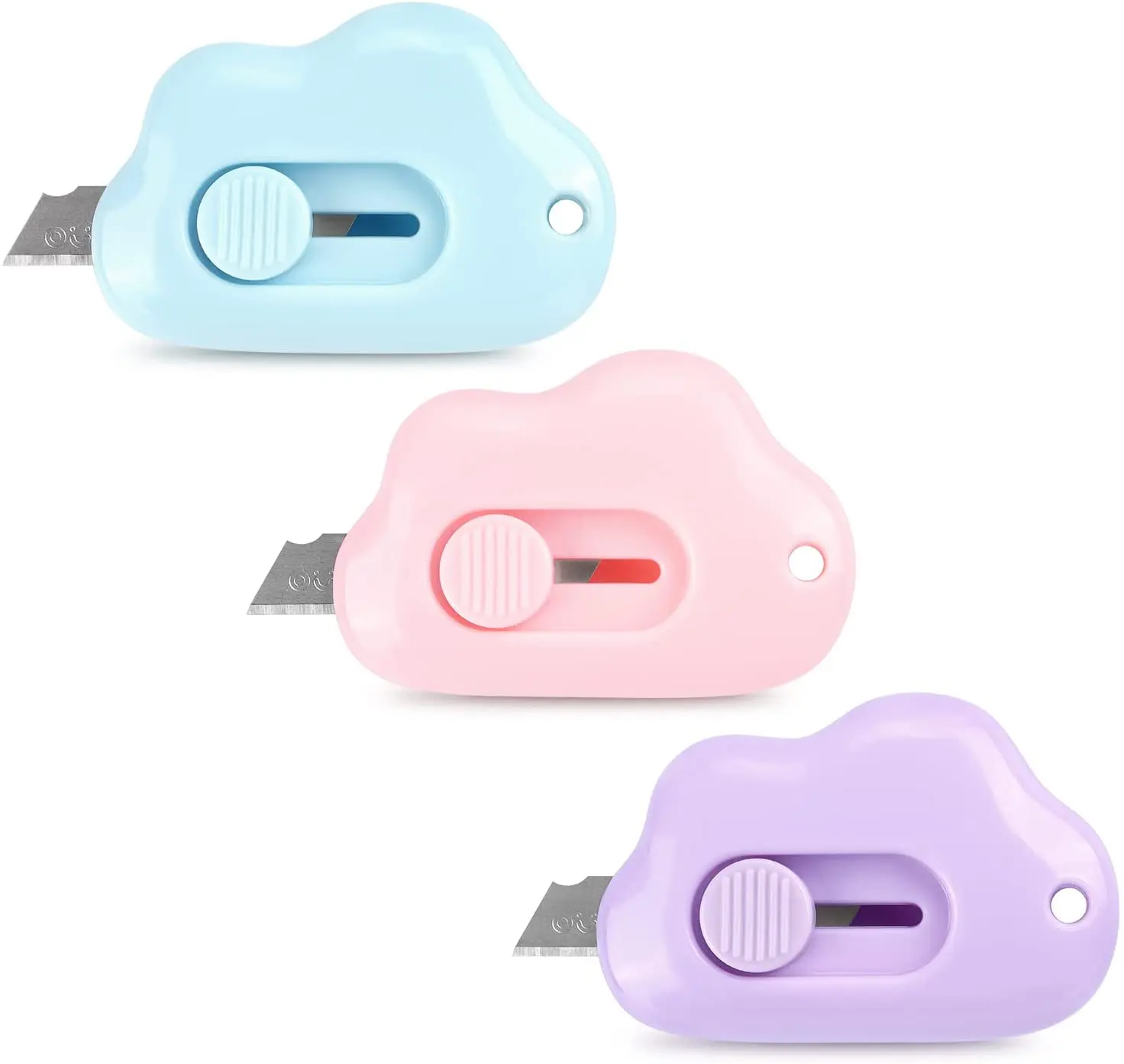 Mini Box Cutter Utility Retractable  Knives Letter Opener Envelope Cloud Shaped Carton Portable Cutter with Key Chain Hole
