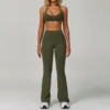 Hanging Neck Bra+ Flared Pants (Green)