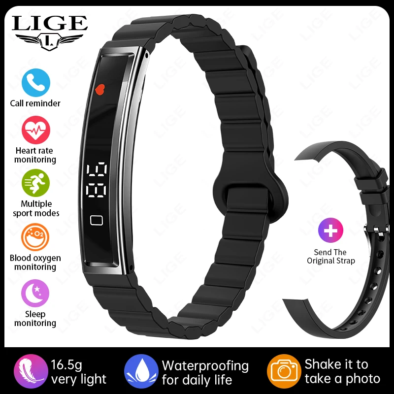 BWB3 Pulseira inteligente SDK para mulheres, ultraleve e fina, com pulseira metálica IPS, monitor de frequência cardíaca e...