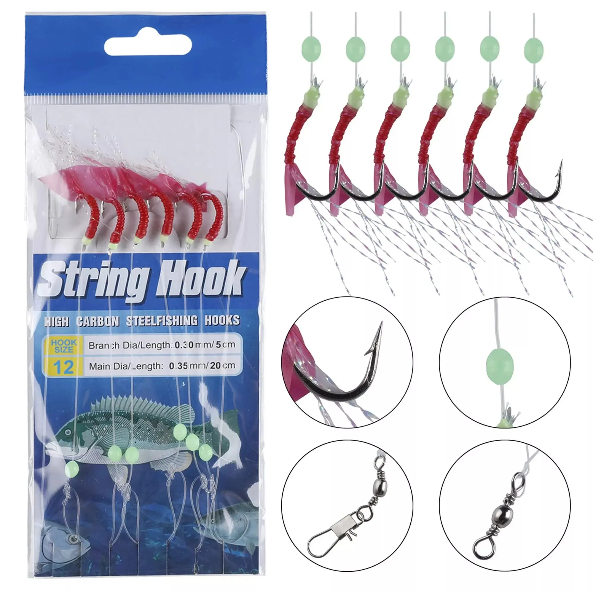 Sabiki Rigs Luminous Bait Fish Skin Mackerel Feather Rig Sea Fishing