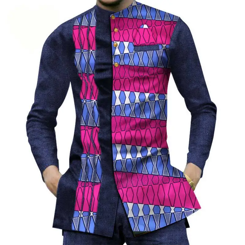 Chemise à manches longues à imprimé africain pour hommes Maximus