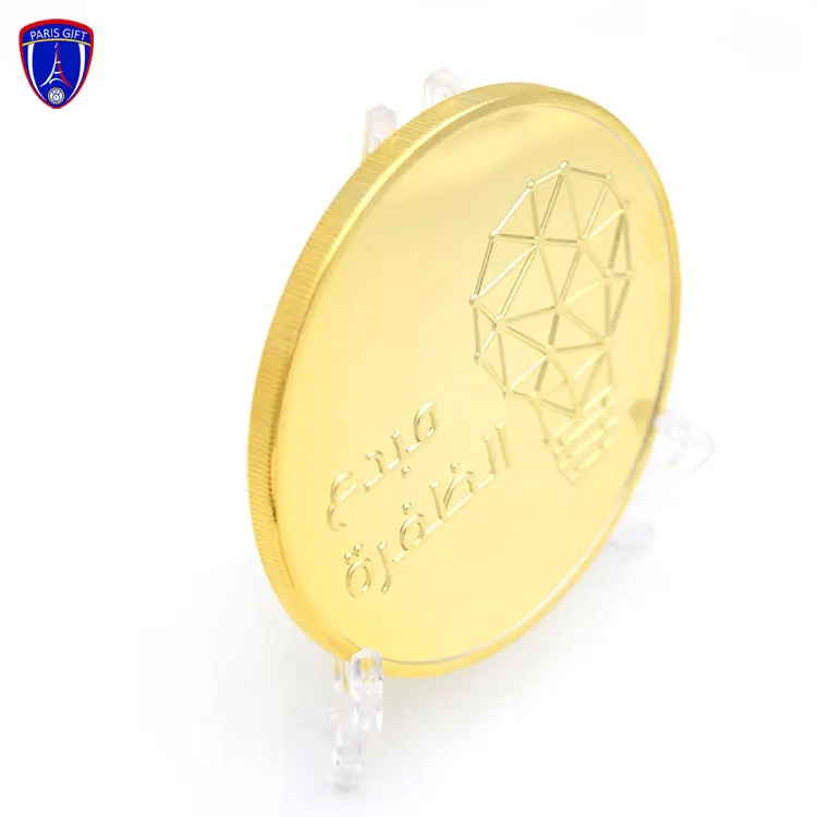 High Quality Dubai Coin Custom Gold Souvenir Metal Coin Making Coin Dies with Acrylic Box
