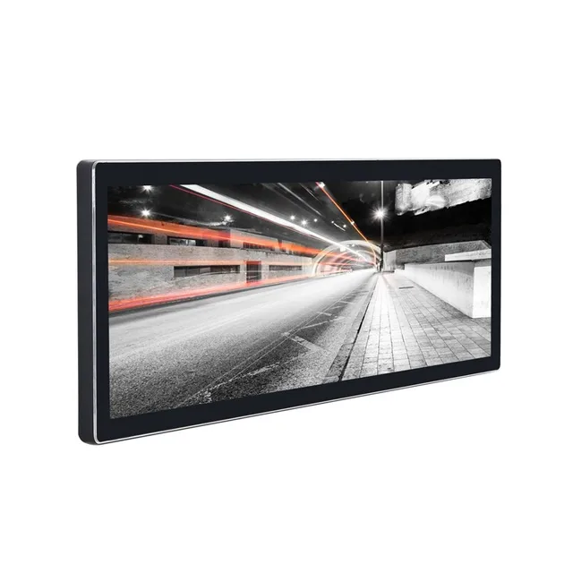 Customized 4K LCD Strip Screen Advertising Machine LED Any Size Cutting Exhibition Halls Shopping Malls Shelf Touch Displays