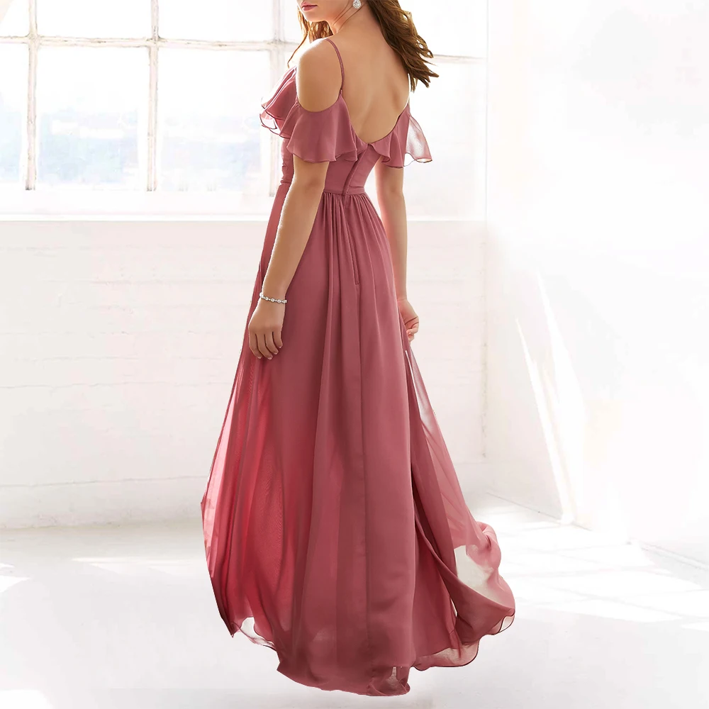 B0012096 в наличии, пыльно-розовое платье для подружки невесты, шифоновые повседневные платья для подружки невесты