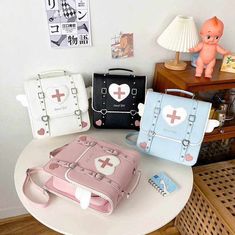 JK uniforme bolsa estilo universitario mochila escolar 3WAY anime  estudiante mensajero bolsa estilo japonés amor Ángel mochila