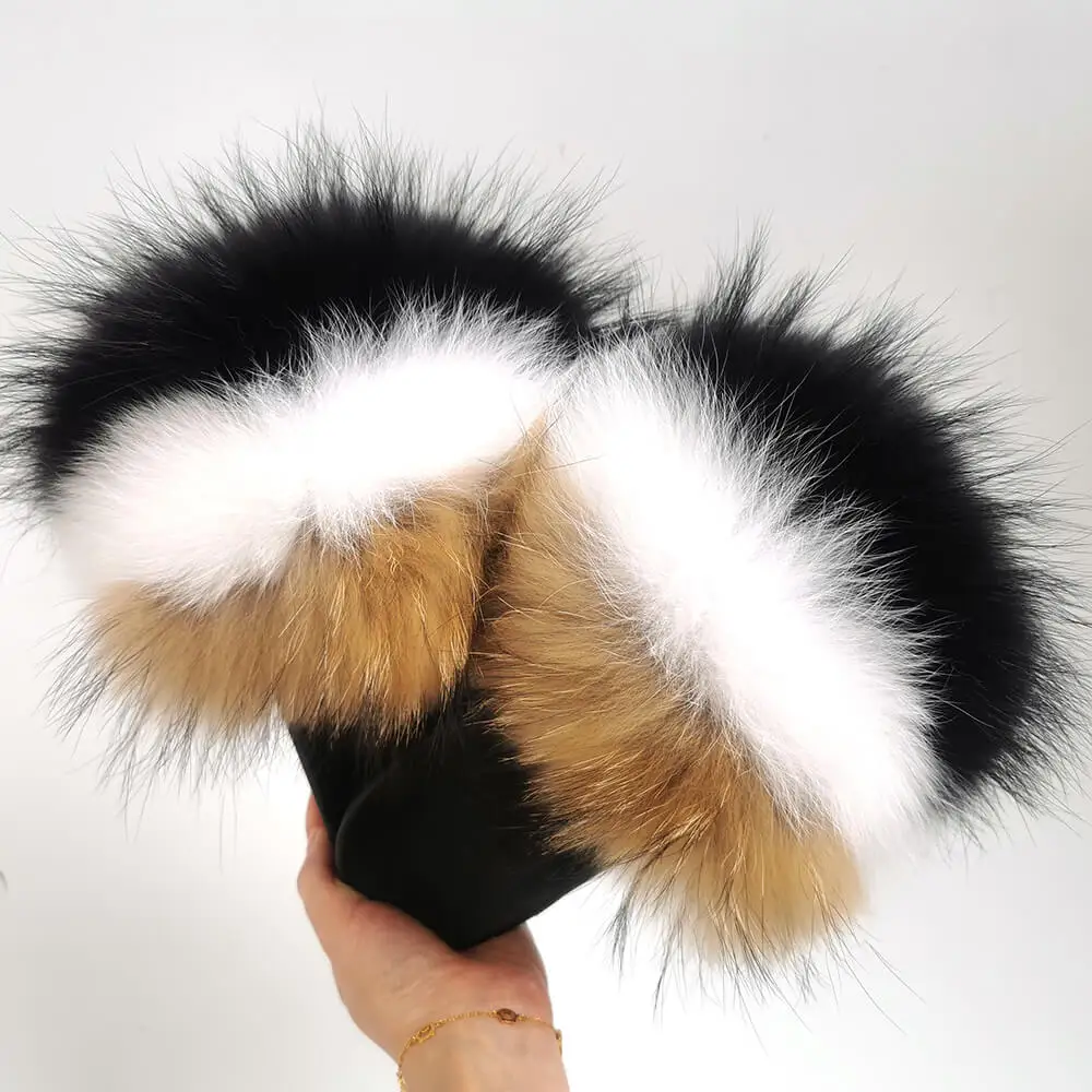 racoon fur slides