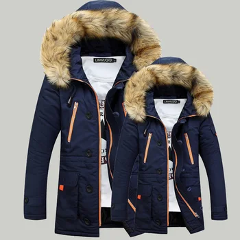 2022 Men New Casual Fashion Mens Winter Jackets Stand Collar Hooded Coat