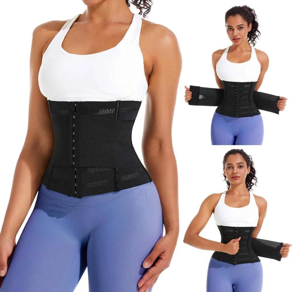 Double Belt Waist Cinchers Women Full Body Mesh Trimmer Wrap Corset Waist Trainer Shaperwear Tummy Control Shaper for Women details