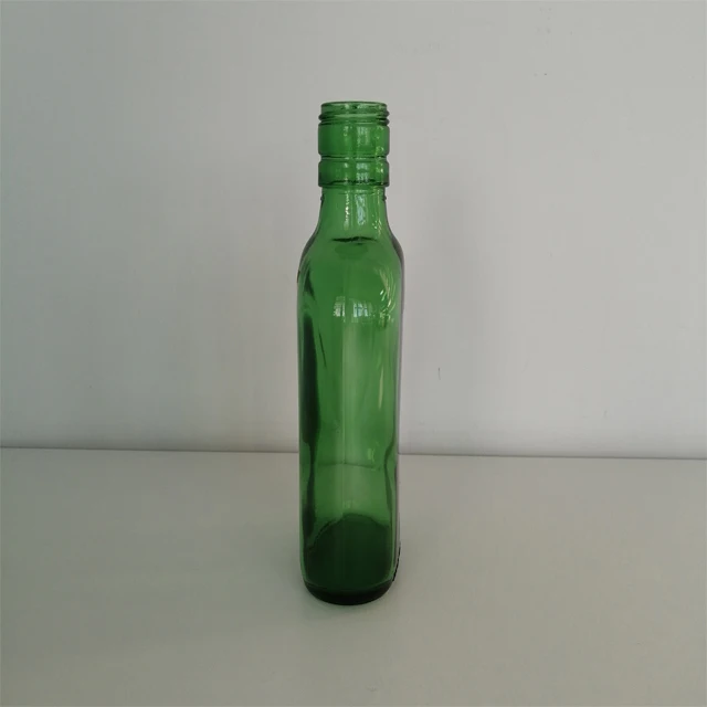 フラスコボトルウイスキーボトル350mlエメラルドグリーンガラス瓶