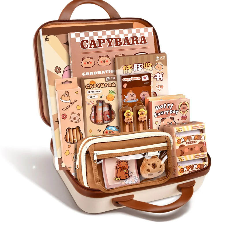 New Product for Kids Present Stationary Case Set Papelaria Fofa Utiles Escolares Capibara School Kit