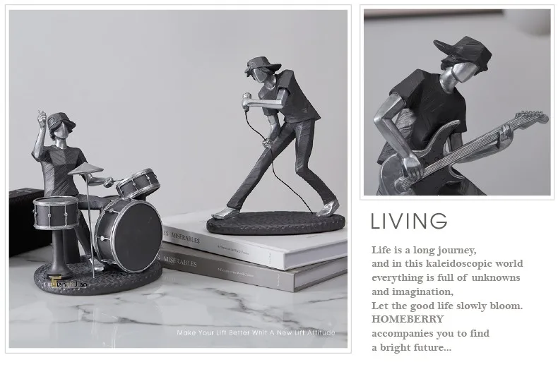 Nordic Minimalist Musician Characters Sculpture Resin Crafts Gift Set ...