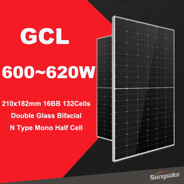 Topcon N Type Transparent Double Glass 600w 610w 620w 23% above efficiency Photovoltaic Bifacial Solar Panel for solar system