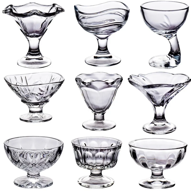 Wholesale Multiple Style Lead-free Glass Dessert Cups Dessert Glass Bowl Ice Cream Glass Cup