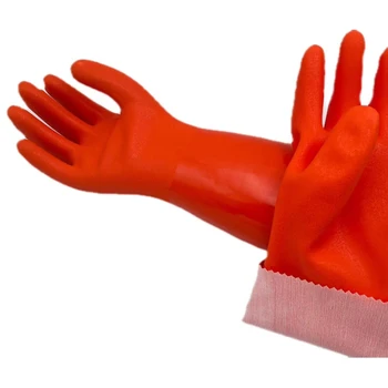 orange water proof soft PVC nitrile anti sweat household cleaning gloves