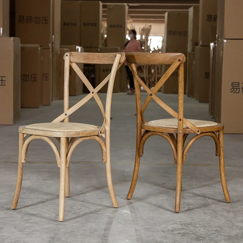 Solid Wood Stackable Wood Cross Back Chair Wedding Event Rental Chair
