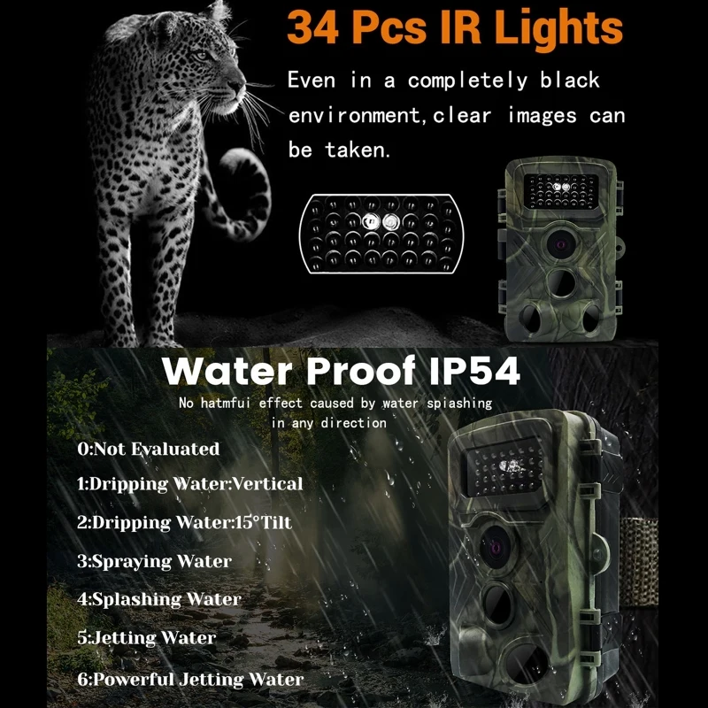 Professional 2 Inch LCD Screen Infrared Night Vision Wildlife Hunting Trail Camera Video Recording Waterproof Camera