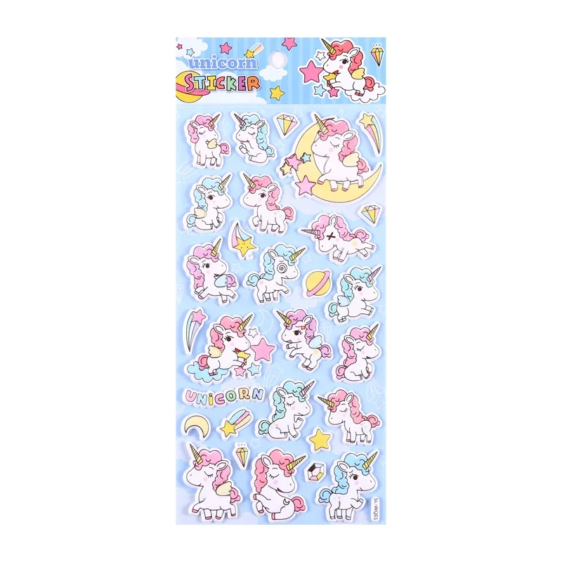 
SHANLE оптовая продажа, милый Единорог, пышная наклейка, Мультяшные животные, пенопластовая наклейка, Детские Канцелярские Декоративные наклейки 