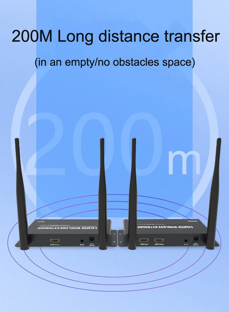200MワイヤレスHDMIトランスミッターおよびレシーバーエクステンダー