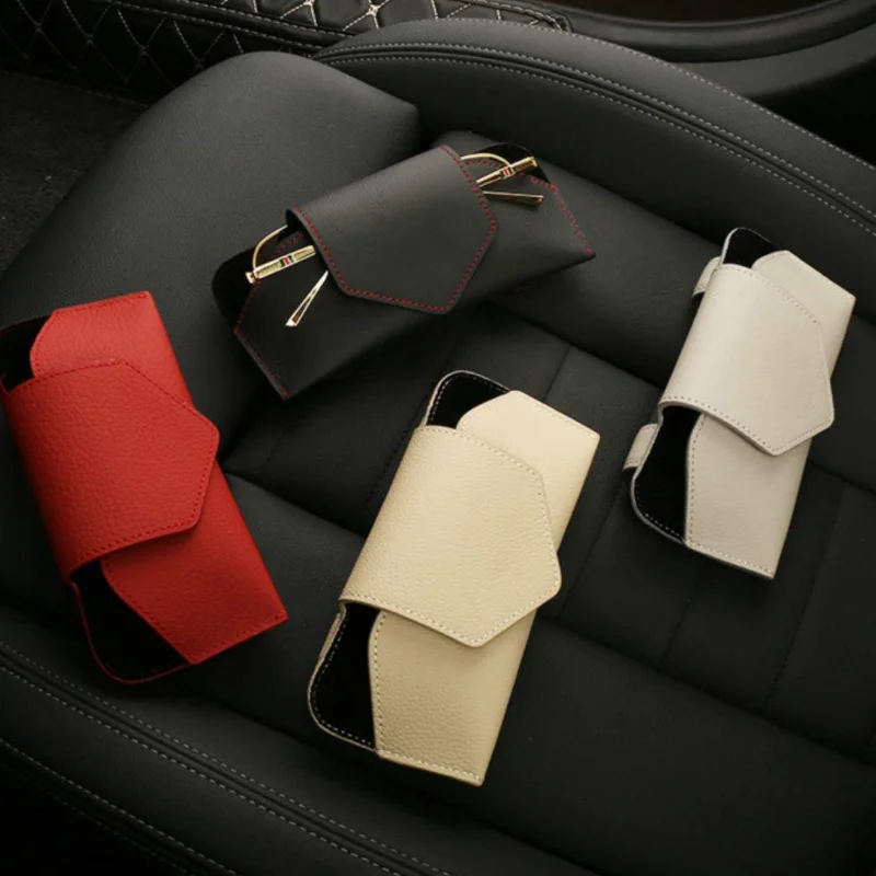 Genuine Leather Car Visor Glasses Holder Sunvisor Sunglass Box Storage
