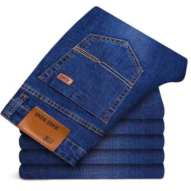 High Quality Thick Stretch Mens Jeans Loose Straight Tube High Waist ...