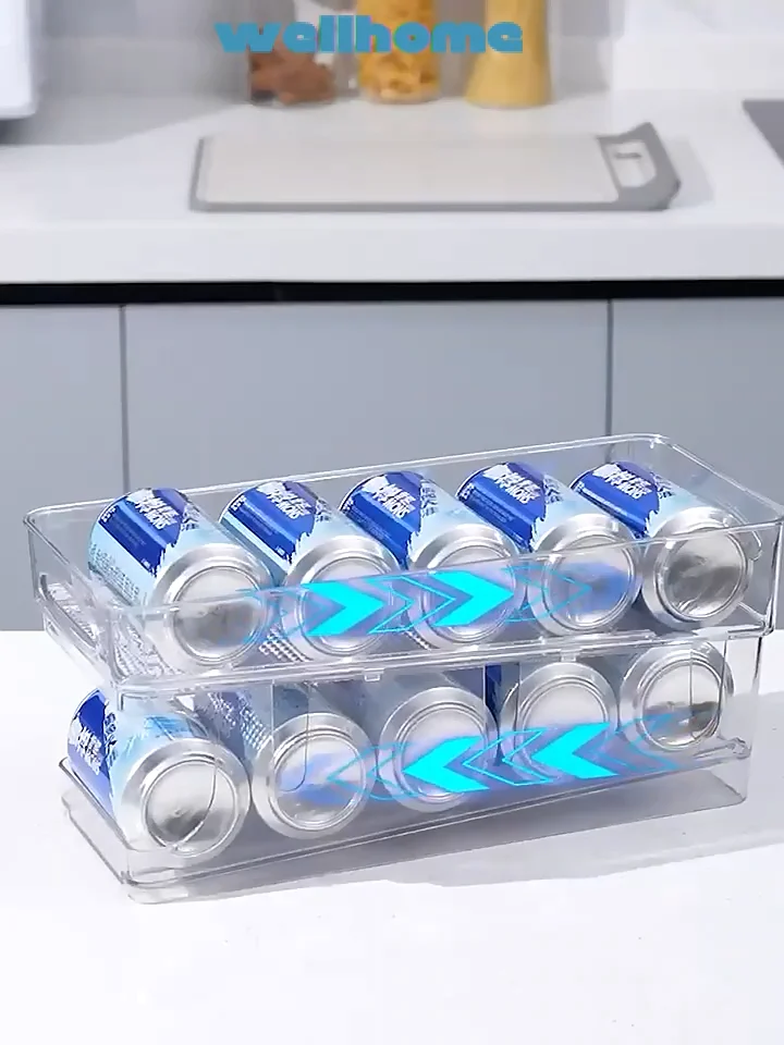 2 Tier Automatic Rolling Fridge Bins Beverage Beer Pop Soda Can