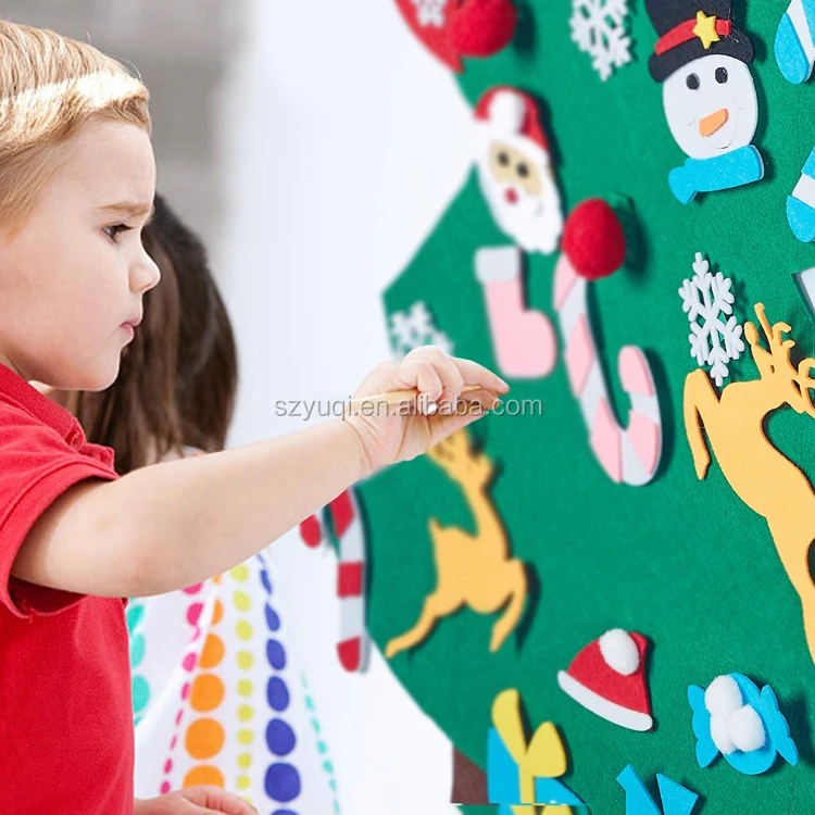 Christmas New Year Craft Gifts Wall Hanging DIY Felt Xmas Tree for Kids Toddlers