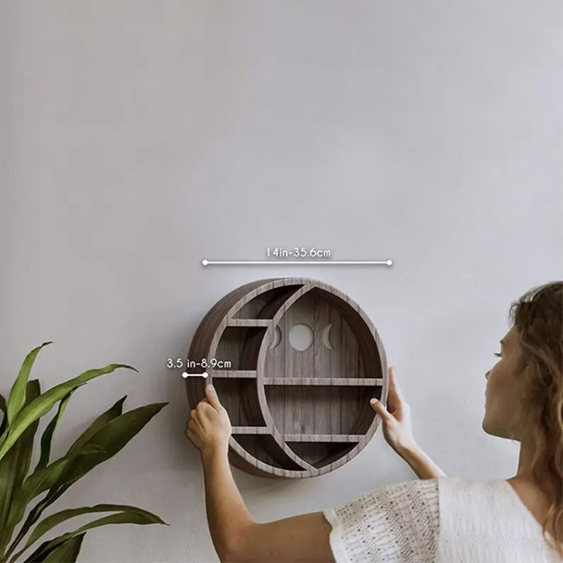 Винтажный домашний декор полки в виде полумесяца деревянная полка деревянное украшение для хранения Настенный Декор