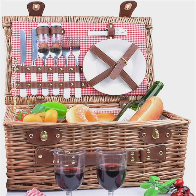 Rattan Insulated Cane Picnic Basket Affordable Baskets For Outdoor Wine