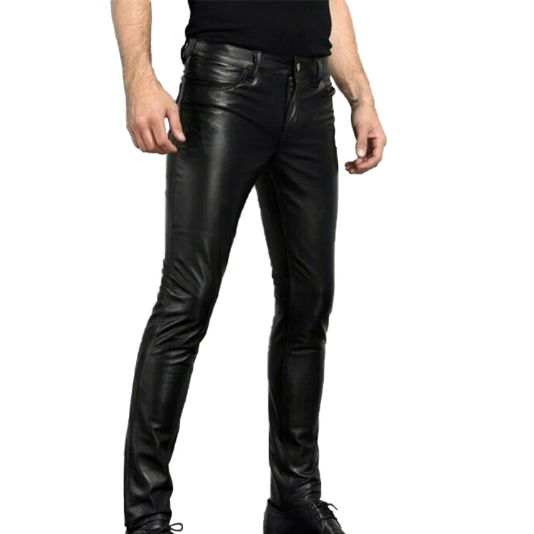 New Custom Men Leather Pants Slim Fit Black Men's 100% High Grade Soft ...