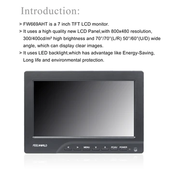 FEELWORLD FW669AHT 7" Industrial Resistive Touch Screen Monitor with  /VGA/AV, OEM/ODM Support, Factory Direct detail image
