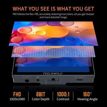 FEELWORLD P6X On-Camera Monitor 5.5 Inch Aluminum Alloy Body 1000nit High Brightness 4K 60Hz Support 3D LUT Factory Supply detail image