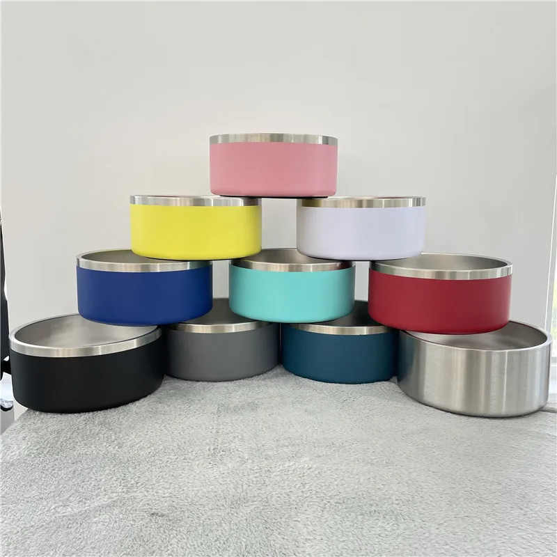 Недорогой контейнер для еды и воды объемом 64 унции с двойными стенками из нержавеющей стали 304 вакуумные миски собак порошковым покрытием без