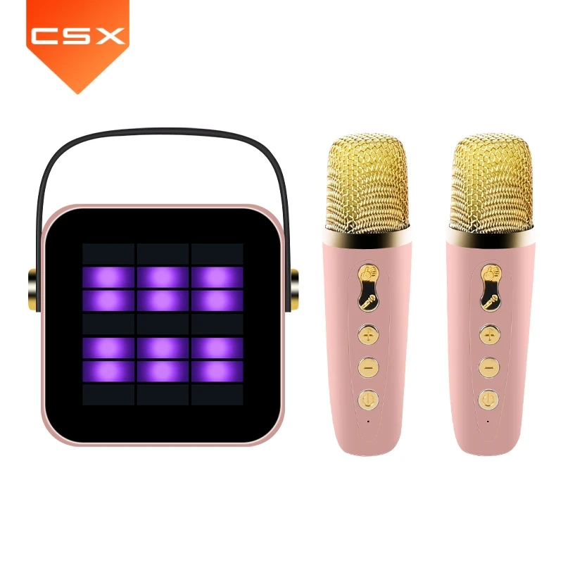 Mini Karaoke Machine With Wireless Single Microphone Wireless Tutor Speaker With RGB LED Lights Outdoor Portable Radio Speaker