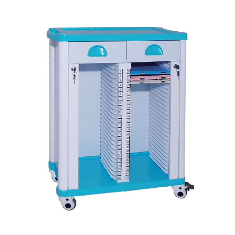 Movable Medical Record Carts Mobile Abs Plastic Medical Record File