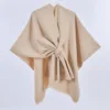 Solid tassel strap shawl khaki - 130x150cm