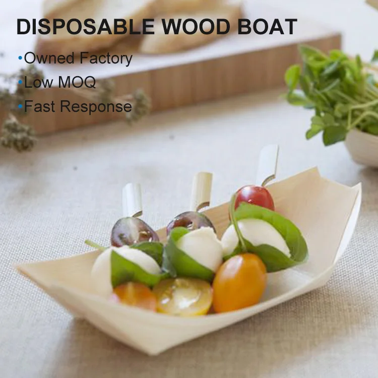 Coupelles En Bambou Bateau,50 PCS Plats De Bateau En Bois Plateaux De Service En Bambou Vaisselle Jetable Collation Bol De Service Pour Nourriture Doigts Currywurst Pommes Sushi