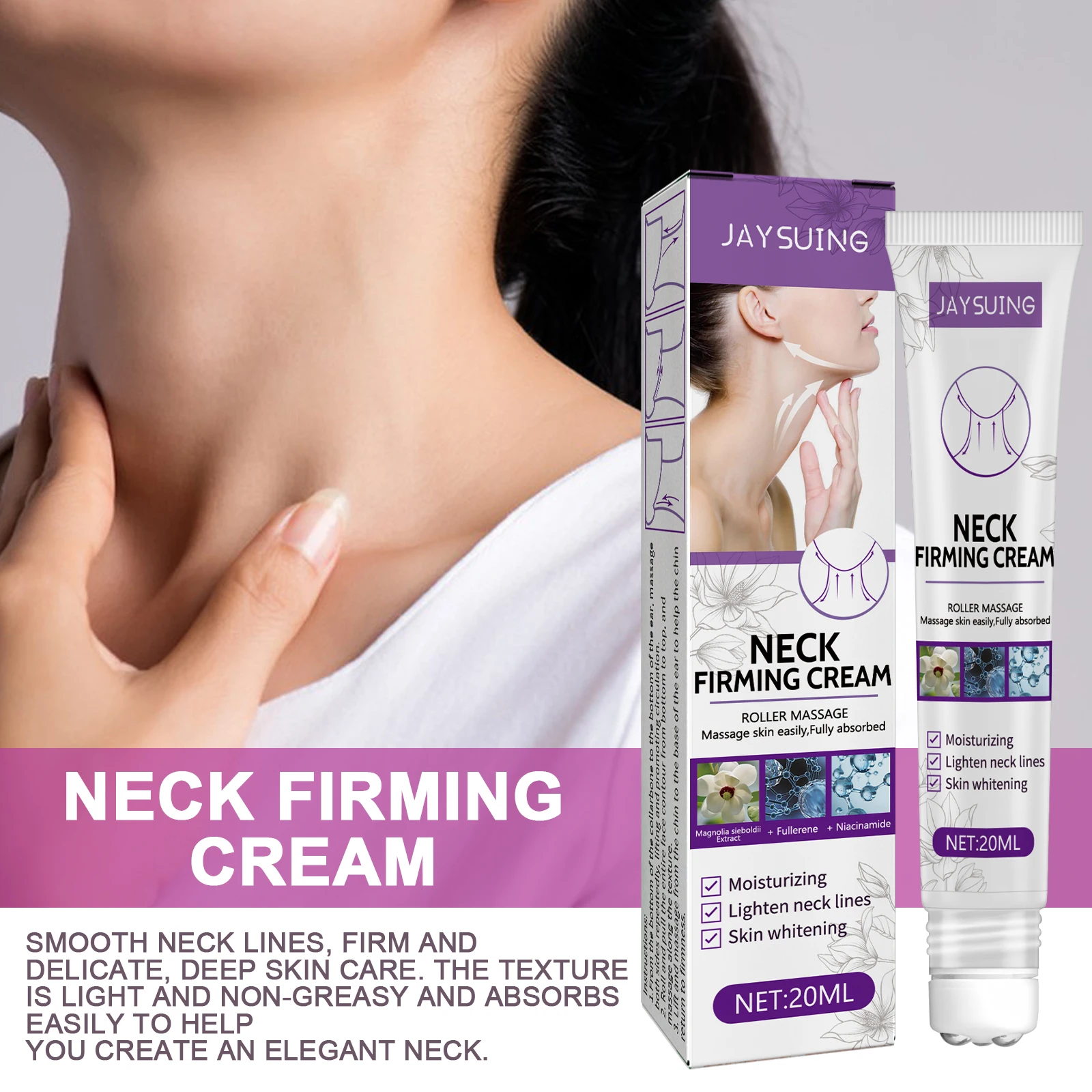 Neck Cream Swan Neck Massager With Double Rollers, Niacinamide To