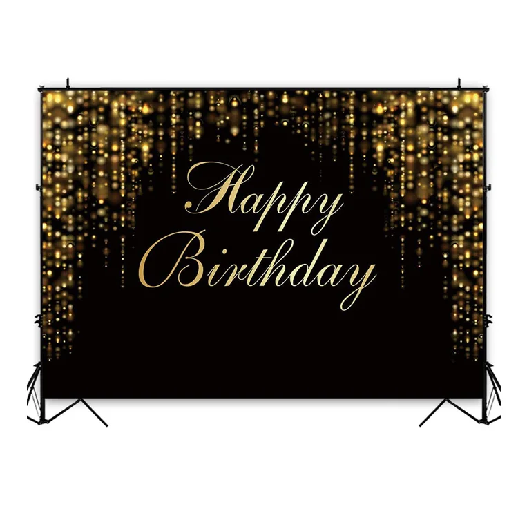Happy Birthday Party Backdrop Black And Gold Glitter Bokeh Sequin Spots  Photography Background - Buy Photography Background,Photo Backdrop Happy  Fabulous Women's Birthday 30 35 40 50 60th Party High Heels Gold Balloon