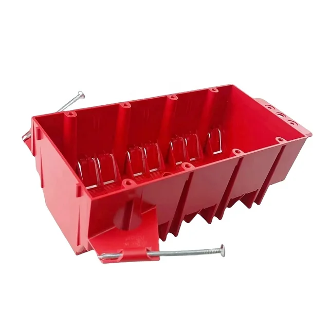 4 gang 60 cu.in.  New Work Plastic Screw Mount Electrical Junction Box ,Red