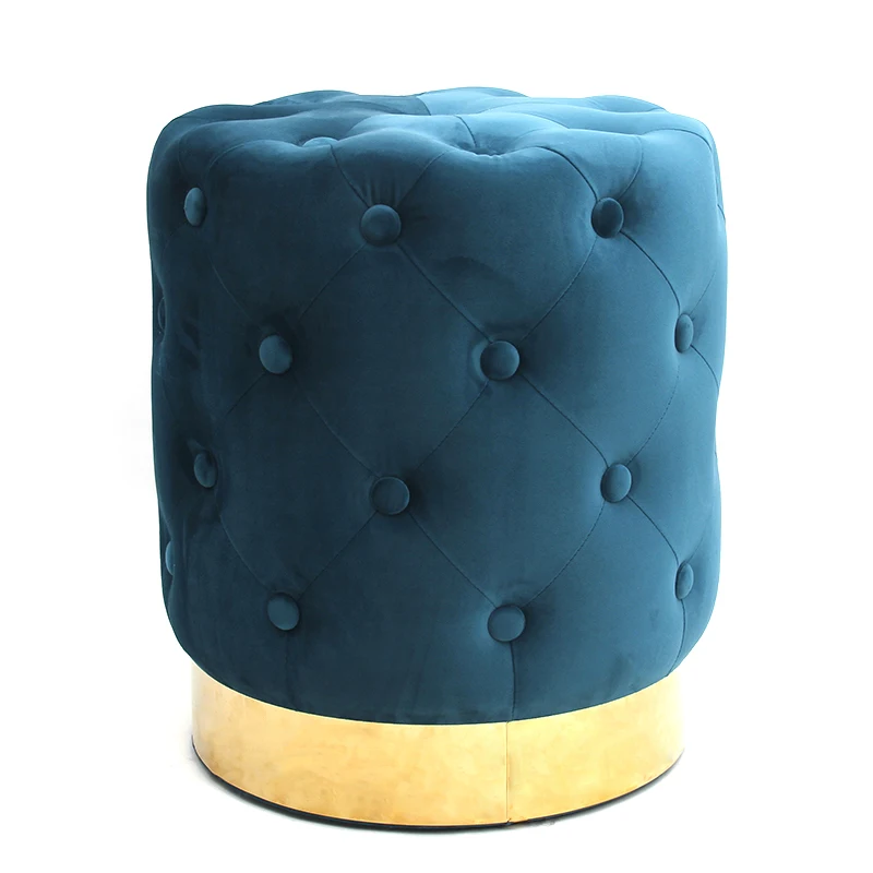 Round Velvet Footrest Stool Pouf Velvet Stool Low Tufted Velvet Storage Ottoman