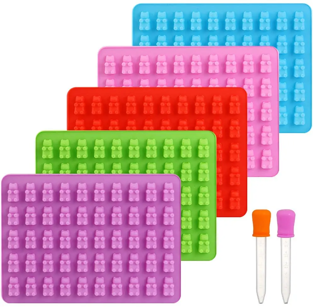 Pack of 1/3 Silicone Gummy Bear Molds 50 Cavities Chocolate Candy Maker Ice Tray 